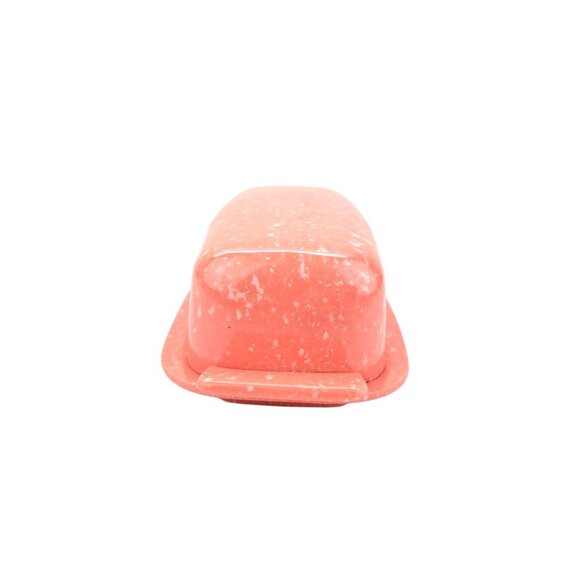 Vintage Allegro Melmac Butter Dish Joan Luntz Speckled Salmon Coral 1950s MCM - Picture 6 of 9